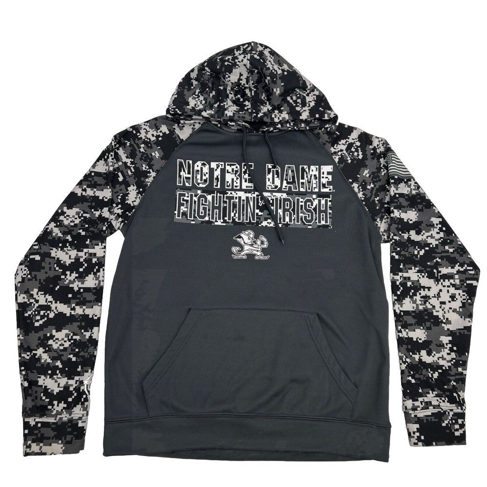 Notre Dame‎ ND Fighting Irish Sweatshirt Men's M Gray Camo Colosseum Hoodie